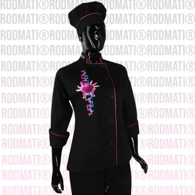 FILIPINA PARA CHEF DAMA AXOLOTL PREMIUM RODMATI MARCA ONLINE DE UNIFORMES PARA CHEF Y MEDICO NEGRO 2