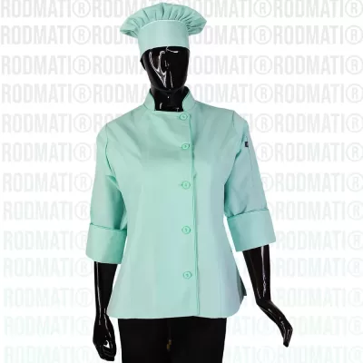 FILIPINA PARA CHEF DAMA COLOR MENTA PARA REPOSTERAS PASTELERAS MARCA RODMATI TIENDA ONLINE DE UNIFORMES PARA CHEF Y MEDICOS