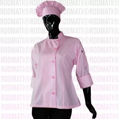 FILIPINA PARA CHEF DAMA COLOR ROSA PARA REPOSTERAS PASTELERAS MARCA RODMATI TIENDA ONLINE DE UNIFORMES PARA CHEF Y MEDICOS 5