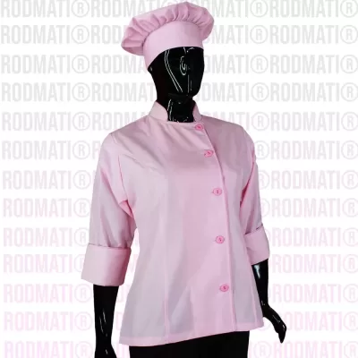 FILIPINA PARA CHEF DAMA COLOR ROSA PARA REPOSTERAS PASTELERAS MARCA RODMATI TIENDA ONLINE DE UNIFORMES PARA CHEF Y MEDICOS 4