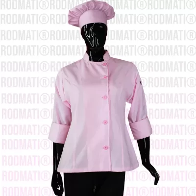 FILIPINA PARA CHEF DAMA COLOR ROSA PARA REPOSTERAS PASTELERAS MARCA RODMATI TIENDA ONLINE DE UNIFORMES PARA CHEF Y MEDICOS 7